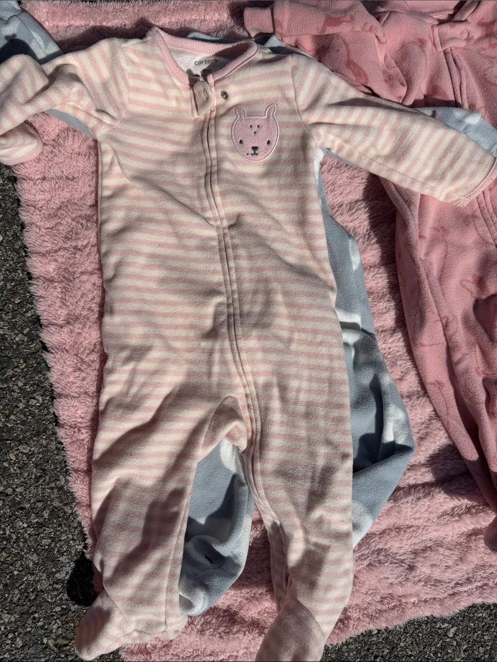 Carter's Pastel Footed Baby Rompers in Blue, Pink, Purple & Cream